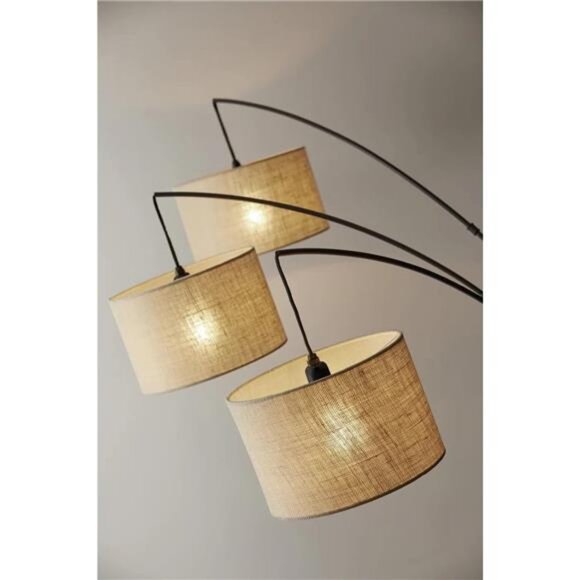 Trinity Arc Floor Lamp Antique Bronze Finish, Beige Burlap Home Decor Lamps - Picture 4 of 7
